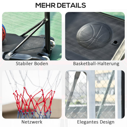 Výškově nastavitelný venkovní basketbalový koš s kolečky, černá