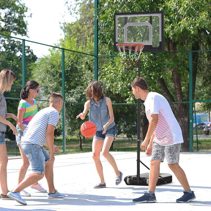 Výškově nastavitelný venkovní basketbalový koš s kolečky, černá