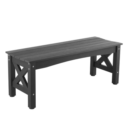 Outdoor Bench 113 cm, 272 kg Capacity, Black