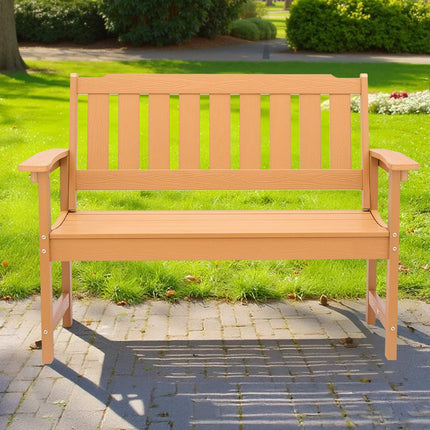 Outdoor Bench 128 cm, 363 kg Capacity, Wood-Look