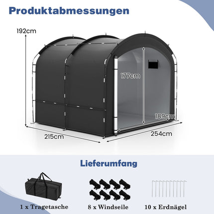 Outdoor Bike Storage Tent, Waterproof, Fits 7-8 Bikes