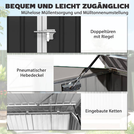 Outdoor Bin Storage for 2 Bins, Galvanized Steel, Double Door