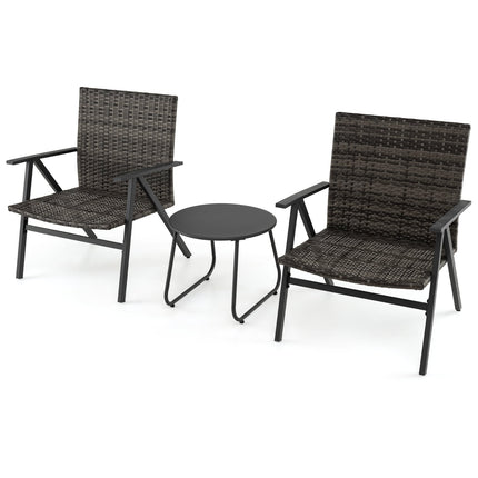 Venkovní bistro set – 3dílný, ratanové židle a stůl
