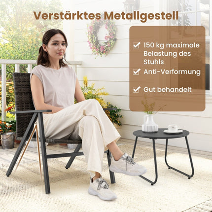 Venkovní bistro set – 3dílný, ratanové židle a stůl