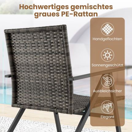 Venkovní bistro set – 3dílný, ratanové židle a stůl