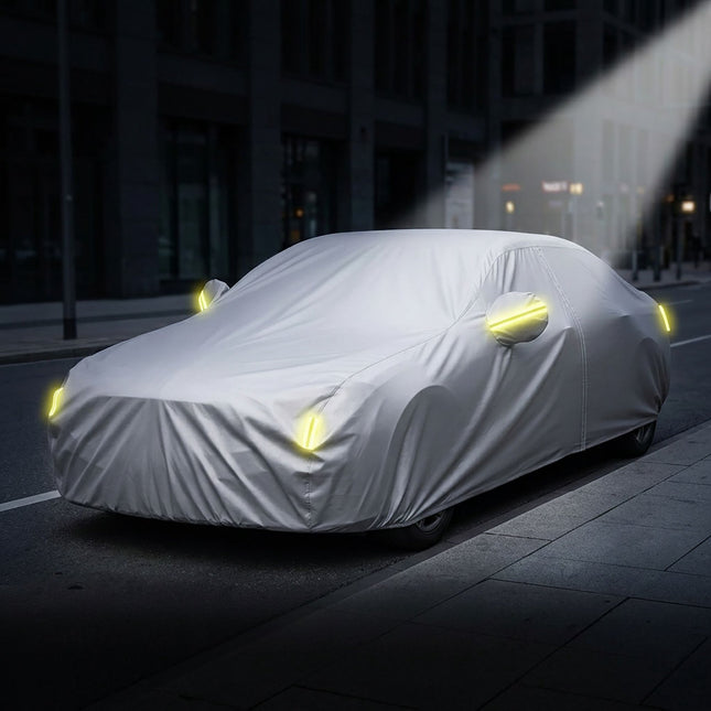 Venkovní plachta na auto, stříbrná, 450–495 cm sedan