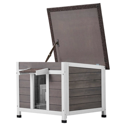 Outdoor Cat House, Weatherproof Wood, Window, 24 x 21 x 18 in