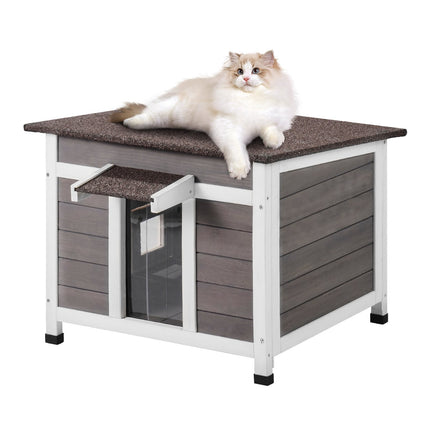 Outdoor Cat House, Weatherproof Wood, Window, 24 x 21 x 18 in