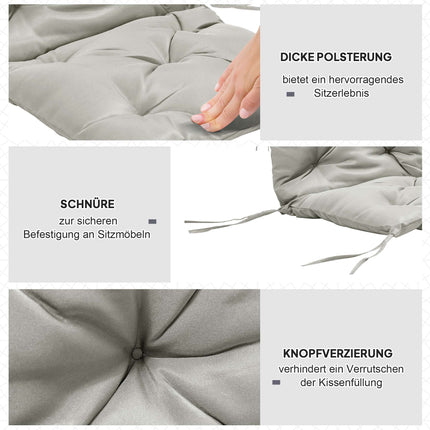 Outdoor Chair Cushions Set, 98x50 cm, Light Grey, 8 cm Thick