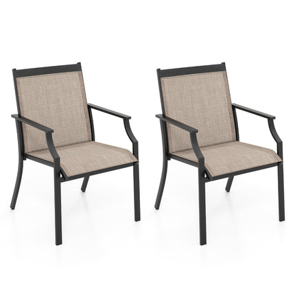 Outdoor Chairs Set of 2, Breathable Fabric, Metal Frame