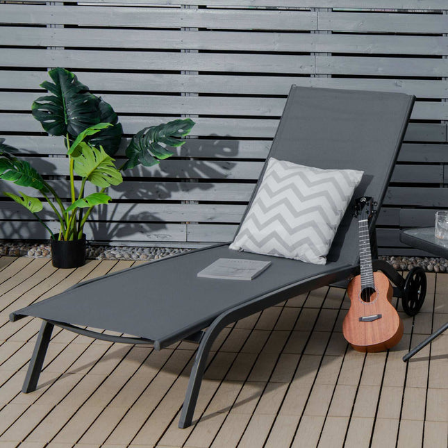 Venkovní lehátko, 6 poloh, kolečka