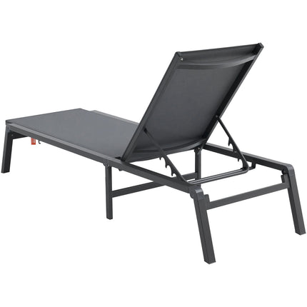 Outdoor Chaise Lounge Chair – Aluminum, Folding, 5-Position Dark Grey