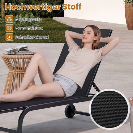 Outdoor Chaise Lounge Chairs, Set of 2, Adjustable Backrest