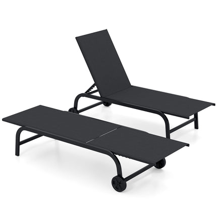 Outdoor Chaise Lounge Chairs, Set of 2, Adjustable Backrest