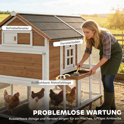 Outdoor Chicken Coop for 4, Waterproof Roof, Easy Clean