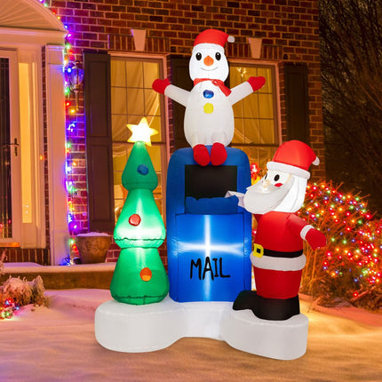 Weihnachts-Aufblasfigur für draußen, 185 cm, LED Weihnachtsmann-Szene
