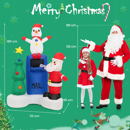 Weihnachts-Aufblasfigur für draußen, 185 cm, LED Weihnachtsmann-Szene
