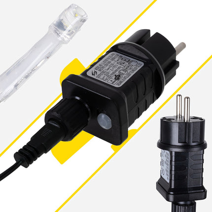 Venkovní vánoční osvětlení, 300 LED, studená bílá, 15m, 8 režimů