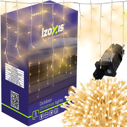 Venkovní vánoční osvětlení, 300 LED, teplá bílá, 15m, 8 režimů