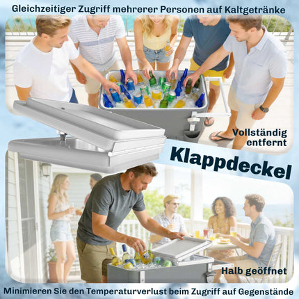 Venkovní chladicí vozík s kolečky, kapacita 56L, šedý
