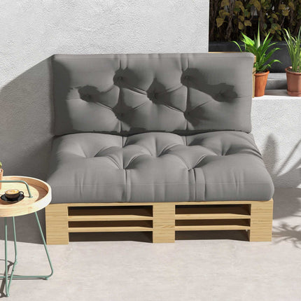 Outdoor Cushion Set, Tufted, 120x80x12 cm, Light Grey