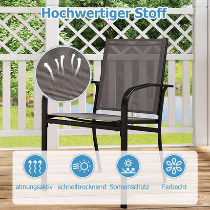 Outdoor Dining Chair Set – Stackable, Breathable Fabric, Gray