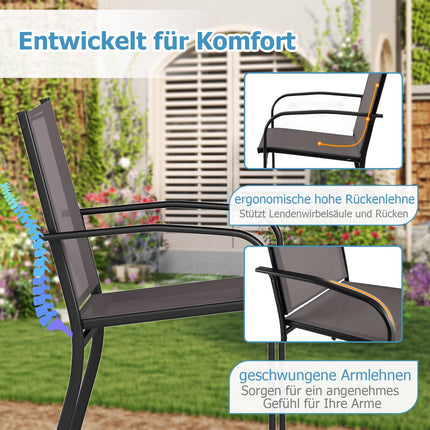 Outdoor Dining Chair Set – Stackable, Breathable Fabric, Gray