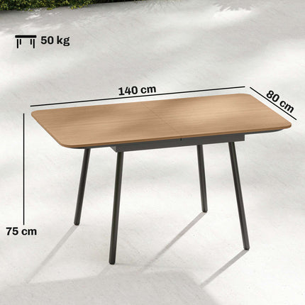 Venkovní jídelní stůl 140x80 cm, 6 míst, deska teak WPC