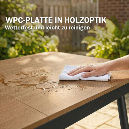 Venkovní jídelní stůl 140x80 cm, 6 míst, deska teak WPC