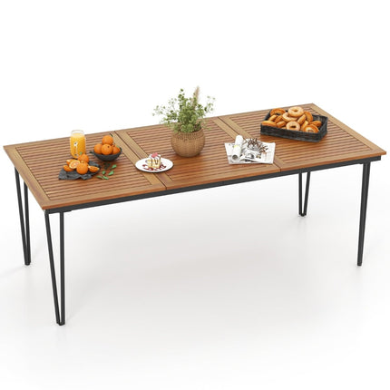 Outdoor Dining Table, Acacia Wood, 8 Seats, Umbrella Hole