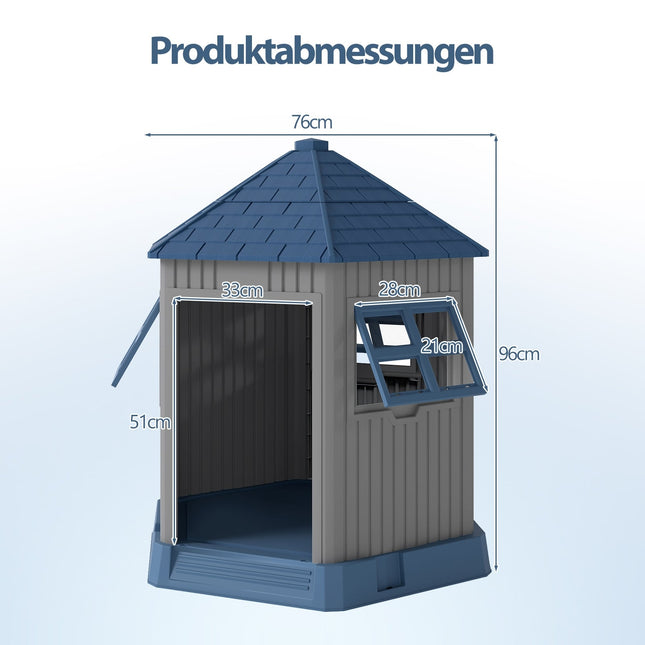 Outdoor-Hundehütte, großer Eingang, wetterfestes PP
