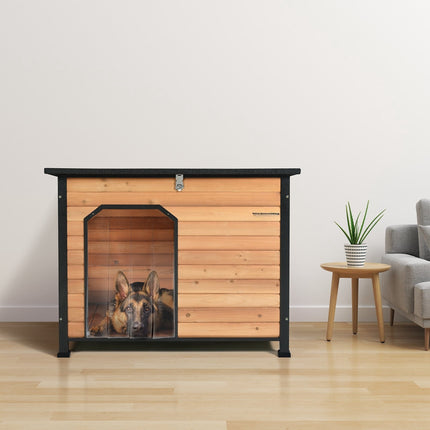 Outdoor Dog House – Waterproof Insulated Cedar, Elevated Floor
