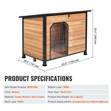 Outdoor Dog House – Waterproof Insulated Cedar, Elevated Floor