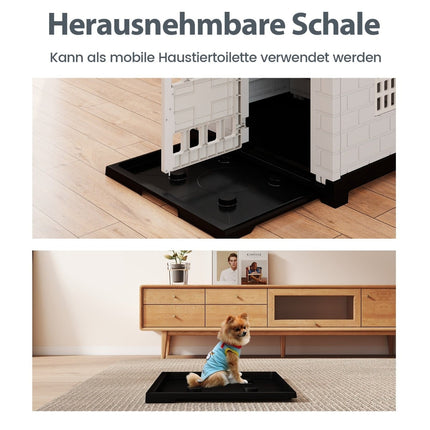 Hundehütte für draußen mit Tür, 3 Fenstern, abnehmbarem Boden
