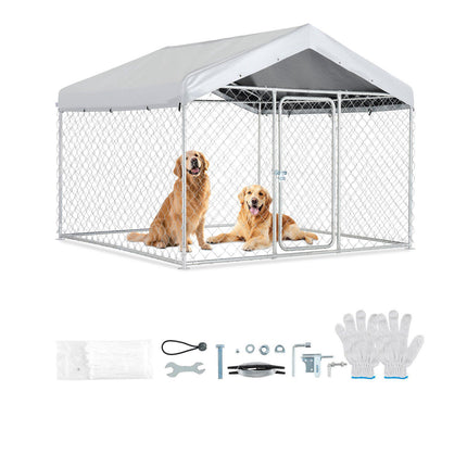 Outdoor Dog Kennel 2 x 2 x 1.6 m, Locking Roof Cover