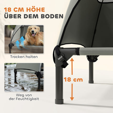 Outdoor elevated dog bed with roof, cooling net, large