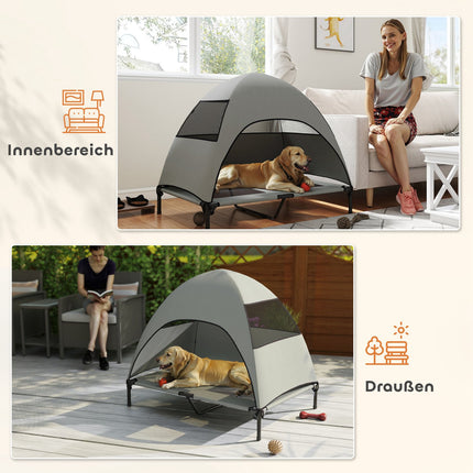 Outdoor elevated dog bed with roof, cooling net, large