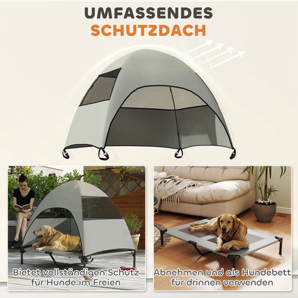 Outdoor elevated dog bed with roof, cooling net, large