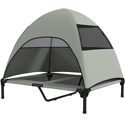 Elevated Cooling Outdoor Dog Bed with Cover - Light Grey