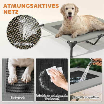 Elevated Cooling Outdoor Dog Bed with Cover - Light Grey