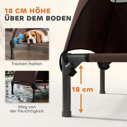 Outdoor elevated dog seat with roof - cooling mesh bed