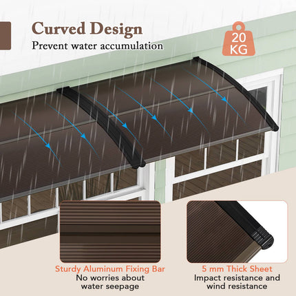 Outdoor Door Canopy Awning, 39x30 Inch, Brown