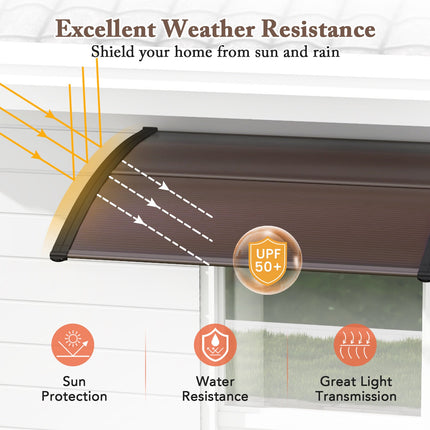 Outdoor Door Canopy Awning, 39x30 Inch, Brown