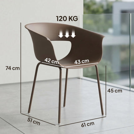 Venkovní ergonomické zahradní židle, sada 4 ks, odolné vůči počasí, kávové