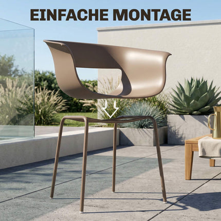 Venkovní ergonomické zahradní židle, sada 4 ks, odolné vůči počasí, kávové
