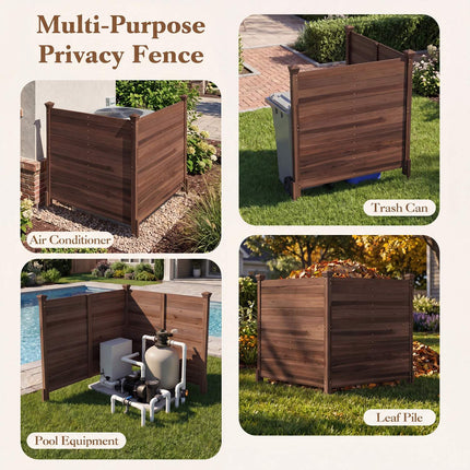 Outdoor Fir Wood Privacy Fence, 2-Panel, Brown