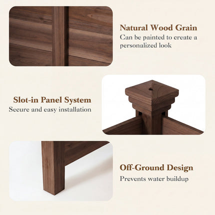 Outdoor Fir Wood Privacy Fence, 2-Panel, Brown