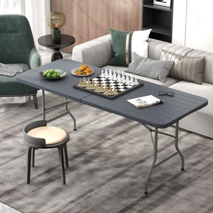 Outdoor Folding Table 180 x 74 cm, HDPE Top, Metal Legs