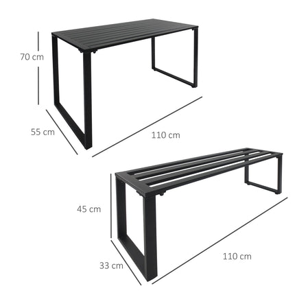 Metal outdoor seating set, 3-piece set, black finish
