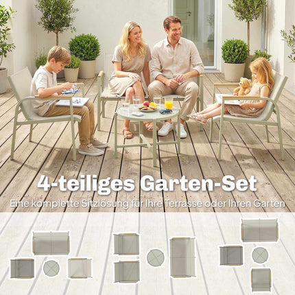 Outdoor Furniture Set for 4, Metal, Green, Includes Table